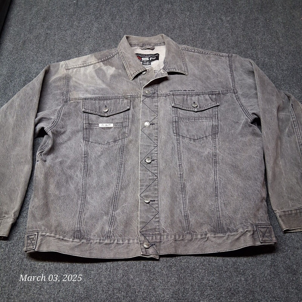 VTG RSF Rodey Sloan Faction Denim Hip Hop Jacket Men XXL Boxy Y2K Stone Wash‎